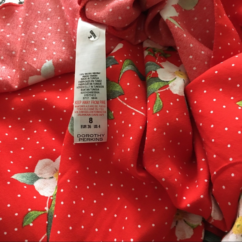 Dorothy Perkins Sleeveless Red Floral Dress Size 4 - Picture 7 of 8